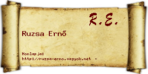 Ruzsa Ernő névjegykártya
